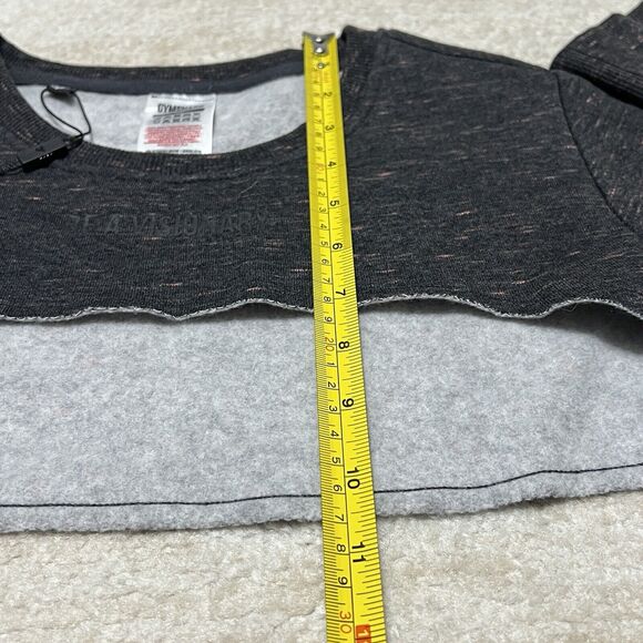 Gymshark Sol Lift Super Crop Long Sleeve Black Marbel Size Extra Small - Picture 5 of 7